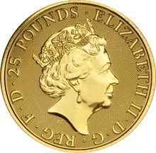 Moneda Bestias de la Reina El Toro Negro de Clarence de Oro de 1/4 oz 2018