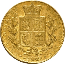 Moneda Soberano de Oro 1842 Victoria Joven con Reverso Escudado (L)