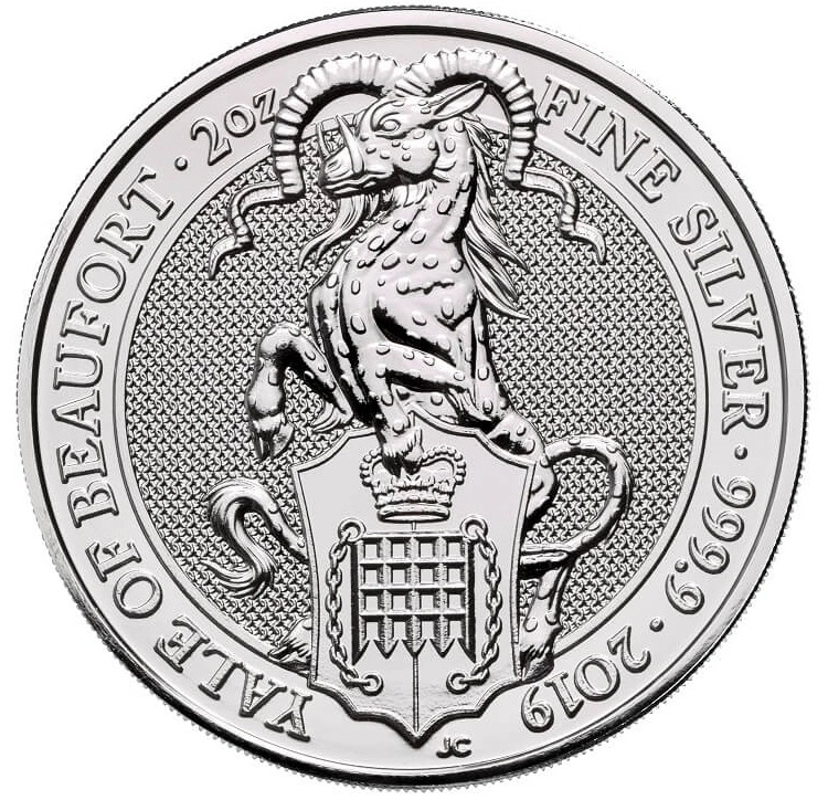 Moneda Bestias de la Reina El Eale de Beaufort de Plata de 2 oz