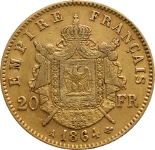 Moneda 20 Francos Franceses Napoleón III Cabeza Laureada