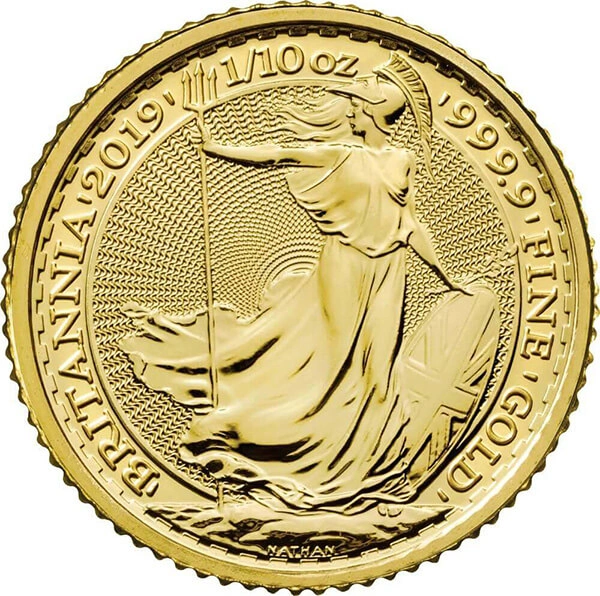 Moneda Britannia de Oro de 1/10 oz 2019