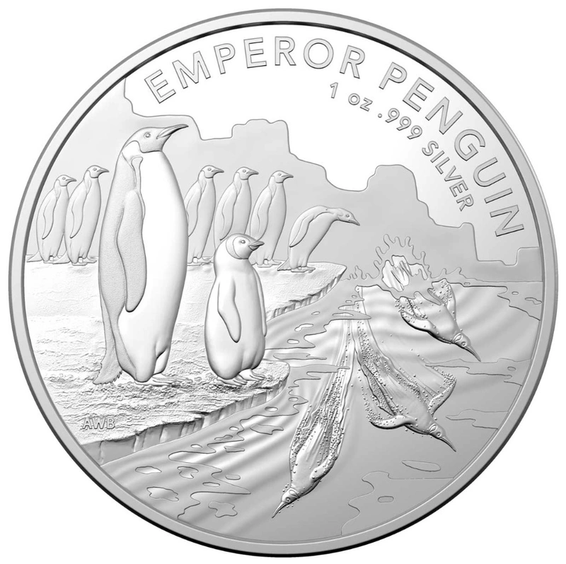 Moneda Pingüino Emperador del Territorio Antártico Australiano de Plata de 1 oz 2023