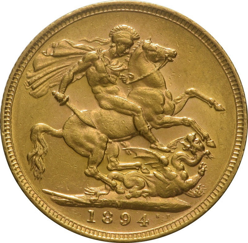 Soberano de Oro 1894 - Victoria Velada (M)