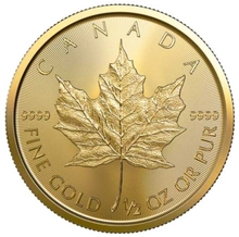 Moneda Maple Leaf Canadiense de Oro de media onza 2023