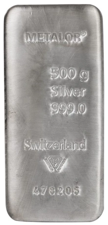 Lingote de Plata de 500 g Metalor