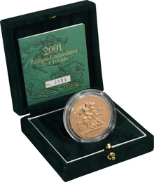 Moneda Soberano Quíntuplo de Oro 2001 en Caja Original - Flor de Cuño Sin Circular