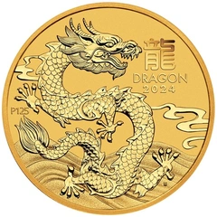 Moneda Perth Mint Calendario Lunar de Oro de 1/10 oz Año del Dragón 2024