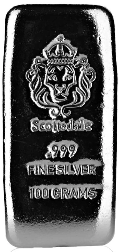 Lingote de Plata de 100 g Scottsdale de 100g