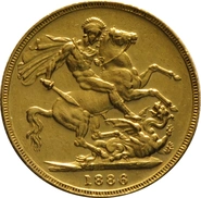 Moneda Soberano de Oro 1886 Victoria Joven (M)