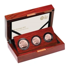 Juego de 3 Soberanos Proof 2019 en Caja Original - Doble