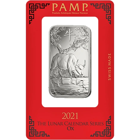 Lingote de Plata de 1 oz PAMP Año del Buey 2021
