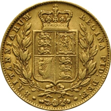 Moneda Soberano de Oro 1846 Victoria Joven con Reverso Escudado (L)