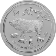 Moneda Perth Mint Calendario Lunar de Plata de 5 oz 2019 Año del Cerdo