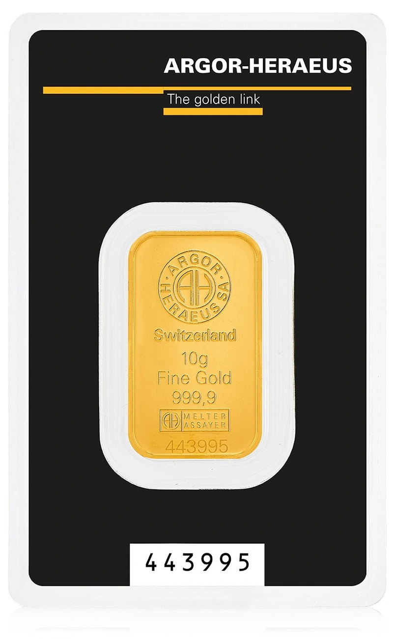 Lingote de Oro de 10 g Argor-Heraeus