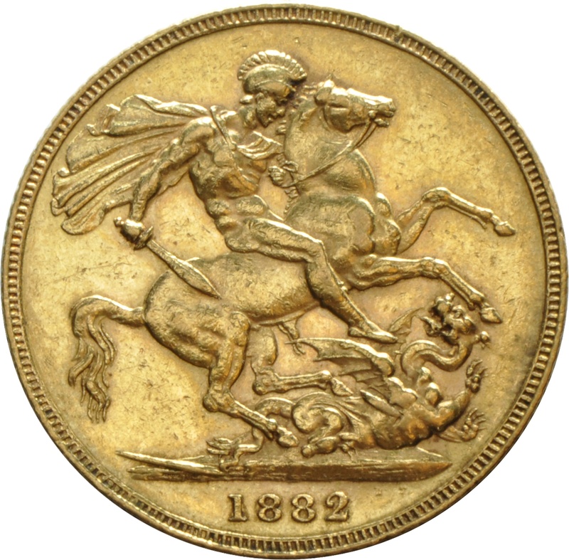 Soberano de Oro 1882 - Victoria Joven (M)
