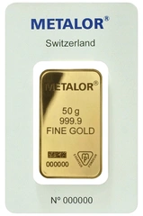 Lingote de Oro de 50 g Metalor