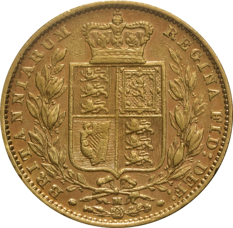 Moneda Soberano de Oro 1882 Victoria Joven con Reverso Escudado (M)