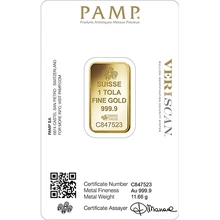 Lingote de Oro de 1 Tola PAMP