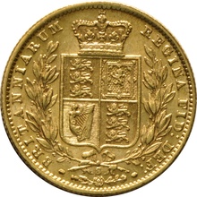 Soberano de Oro 1872 - Victoria Joven con Reverso Escudado (S)