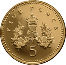 Moneda de Oro de 5 Peniques de Nuestra Elección