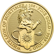 Moneda Bestias de la Reina El León Blanco de Mortimer de Oro de 1 oz 2020