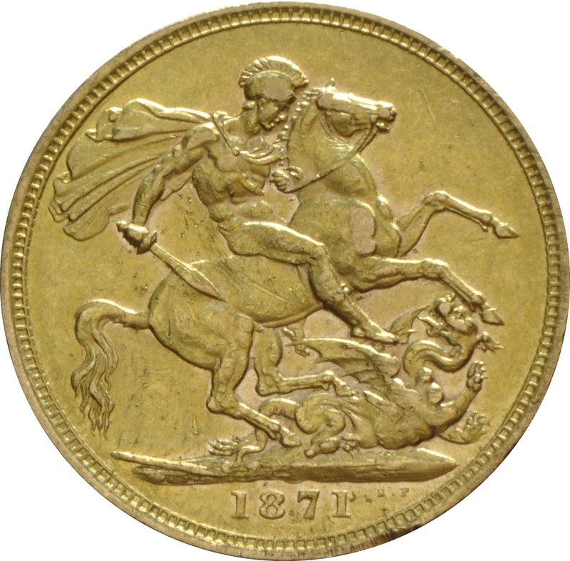 Soberano de Oro 1871 - Victoria Joven (L)