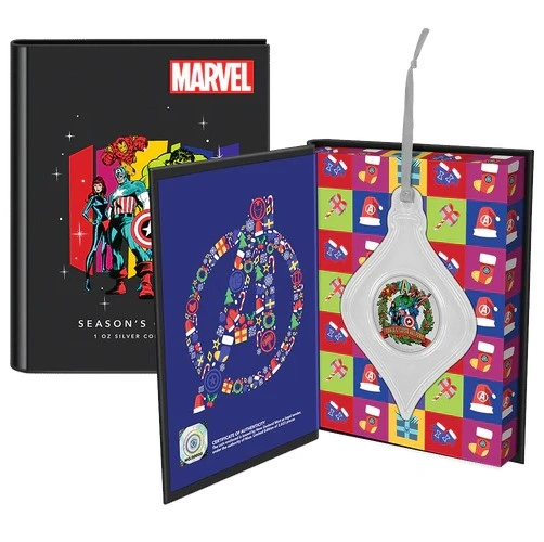 Moneda de Plata de 1 oz Felices Fiestas Marvel 2023