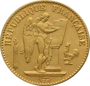 Moneda 20 Francos Franceses Ángel de la Guarda