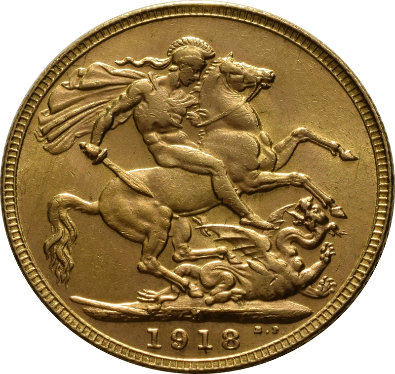 1918 Gold Sovereign Coin George V India
