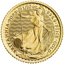 Tubo de 25 Monedas de Décimo de Onza de Oro Britannia de Carlos III