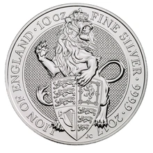 Moneda Bestias de la Reina El León de Inglaterra de Plata de 10 oz