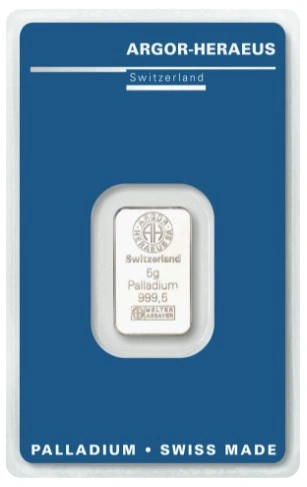 Lingote de Paladio de 5 g Argor-Heraeus