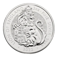Moneda Bestias de Tudor El León de Inglaterra de Plata de 2 oz 2022
