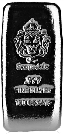 Lingote de Plata de 100 g Scottsdale de 100g