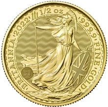 Moneda Britannia de Oro de 1/2 oz 2022