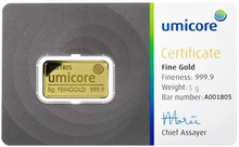 Lingote de Oro de 5 g Umicore