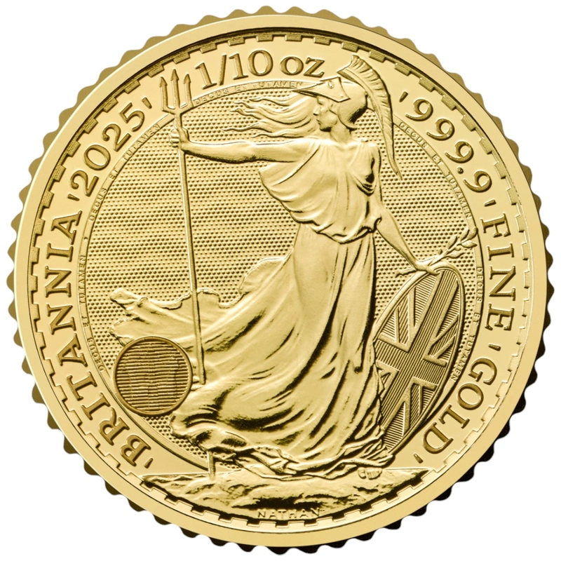 Moneda Britannia de Oro de Décimo de Onza 2025