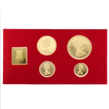Set de 4 Monedas de Oro Soberano Proof de la Isla de Man de 1979 en Caja Original