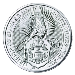 Moneda Bestias de la Reina El Grifo de Eduardo III de Plata de 2 oz