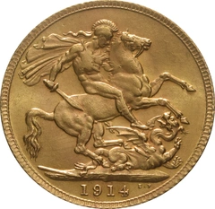 Moneda Soberano de Oro Jorge V 1914 Londres