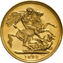 Moneda Soberano de Oro 1899 Victoria Velada (S)