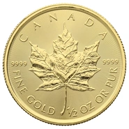 Maple Leaf Canadiense de 1/2 oz de Oro 2019