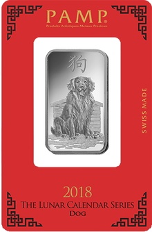 Lingote PAMP de 1oz de Plata - 2018 Año del Perro