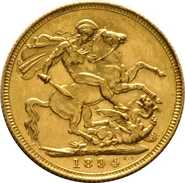 Moneda Soberano de Oro 1894 Victoria Velada (S)