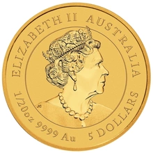 Moneda Perth Mint Calendario Lunar de Oro de 1/20 oz Año del Conejo 2023
