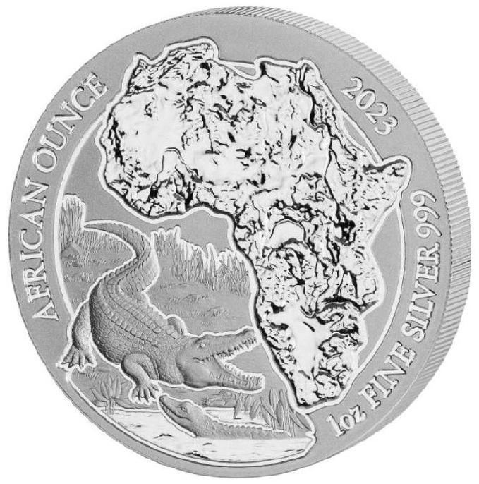 Moneda Cocodrilo de Ruanda de Plata de 1 oz