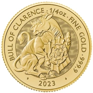 Moneda Bestias Tudor de Oro de 1/4 oz Toro Negro de Clarence 2023