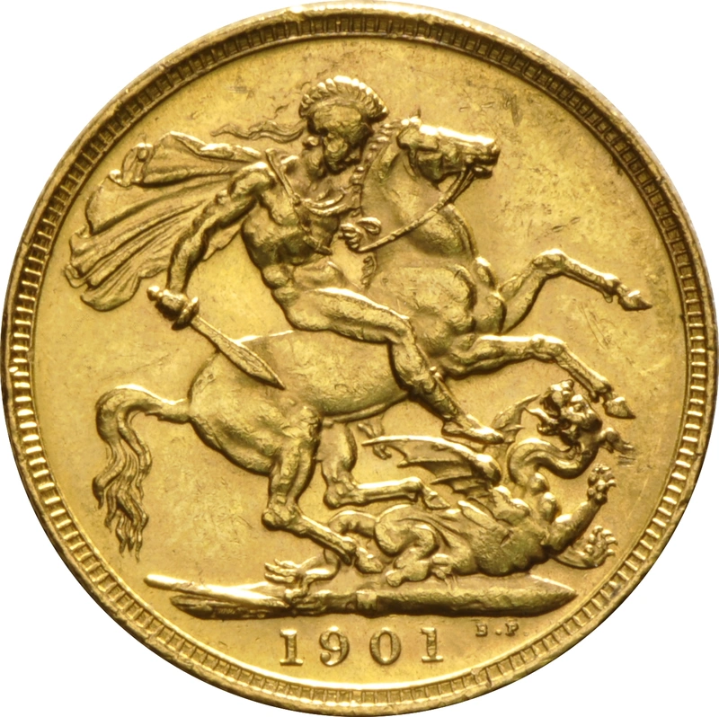 Moneda Soberano de Oro 1901 Victoria Velada (M)