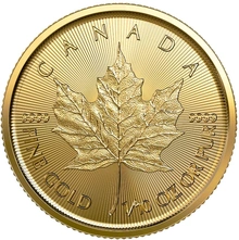 Maple Leaf Canadiense de 1/10 oz de Oro 2022