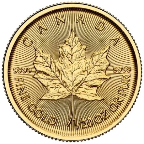 Maple Leaf Canadiense de 1/20 oz de Oro 2025